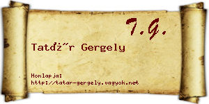 Tatár Gergely névjegykártya
