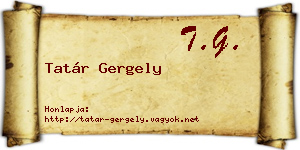 Tatár Gergely névjegykártya